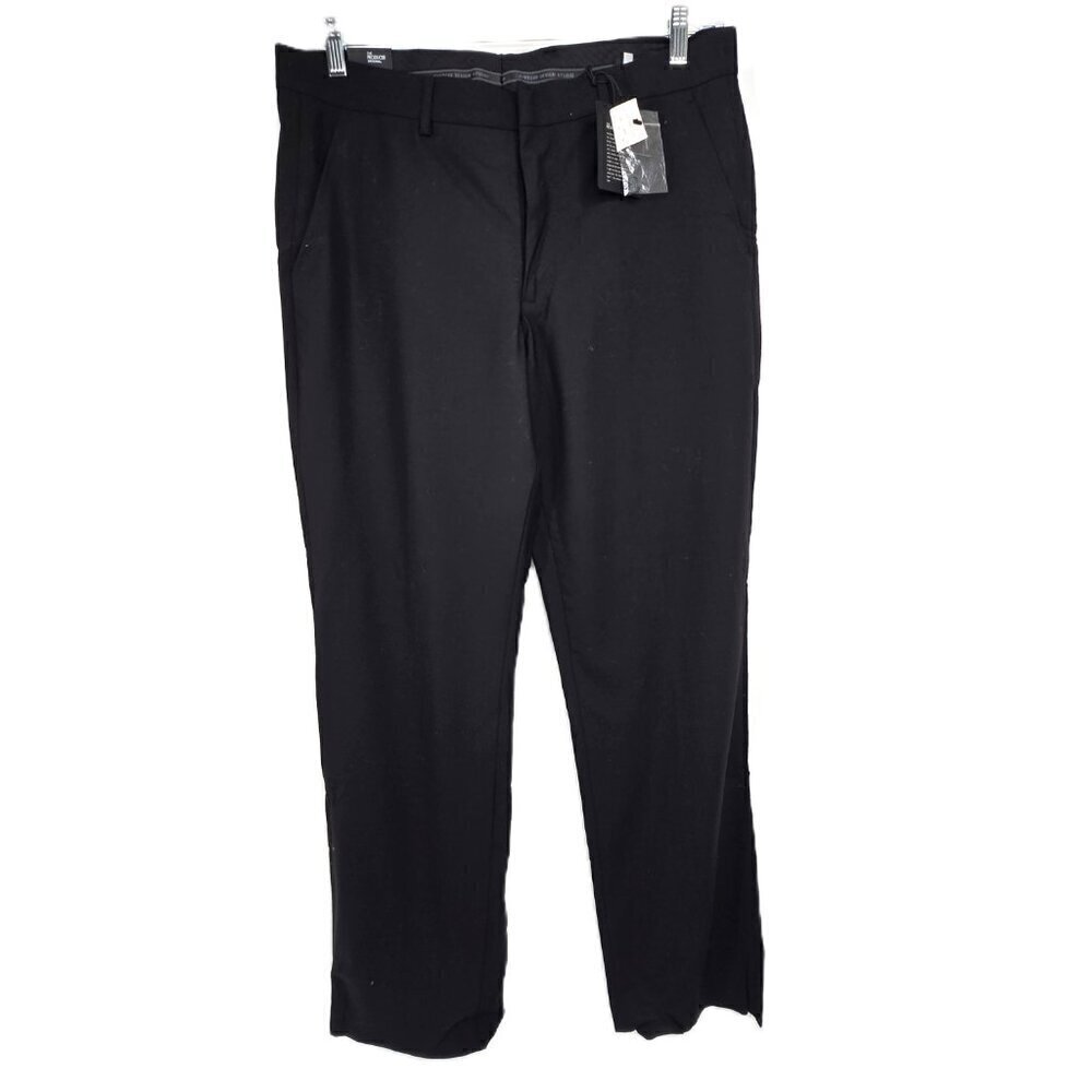 NWT Express Men's The Producer Black Fine Wool Flat Front Trouser Pants